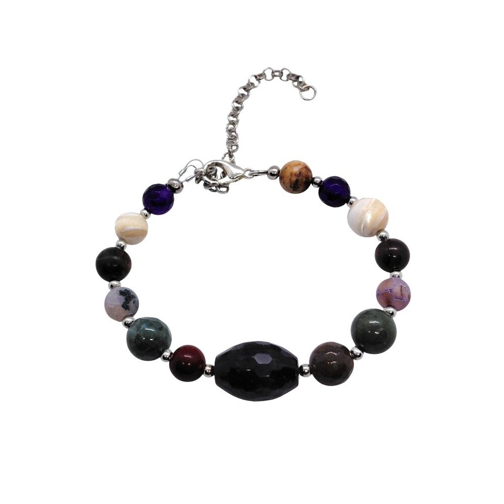Amethyst agate mother of pearl jasper bracelet